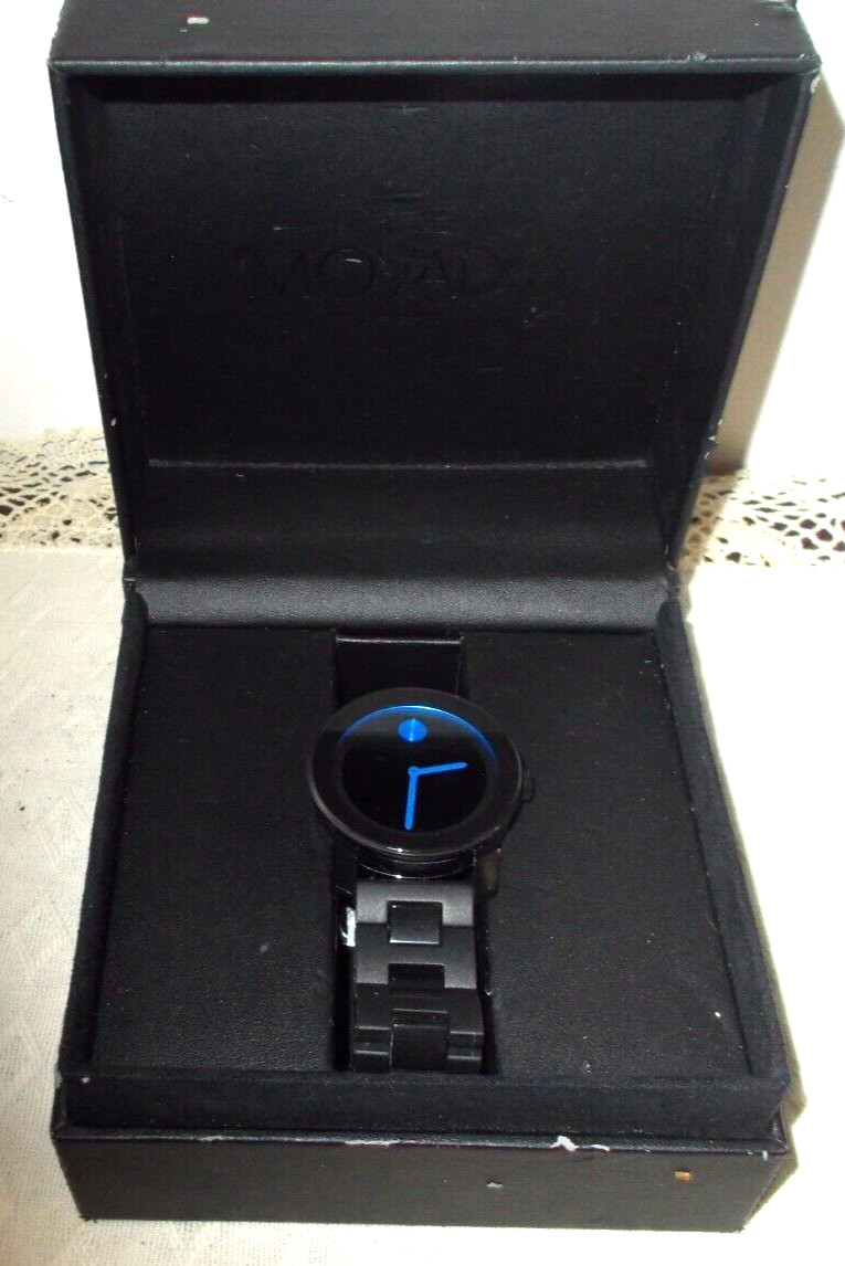 MOVADO Bold Steel Resin Men’s Watch 42mm Blue Dot 3600099 MB.01.1.29.6015