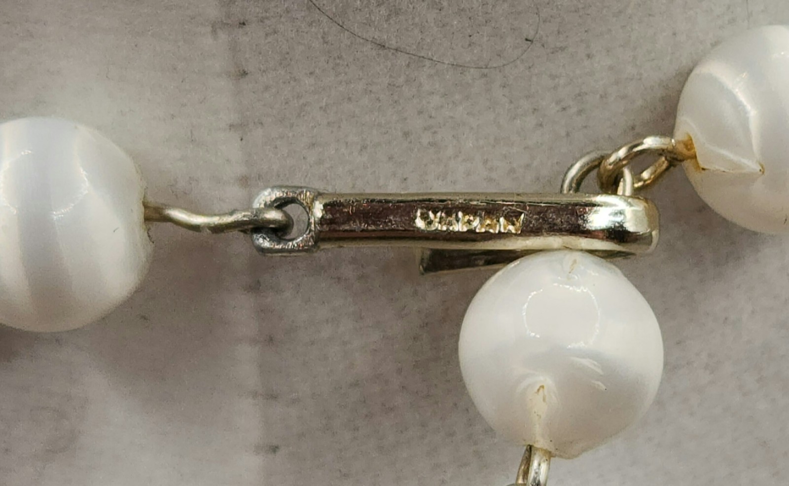 Vintage 1960s Japan Double Strand Necklace Faux Satin Pearl Moonglow Lucite