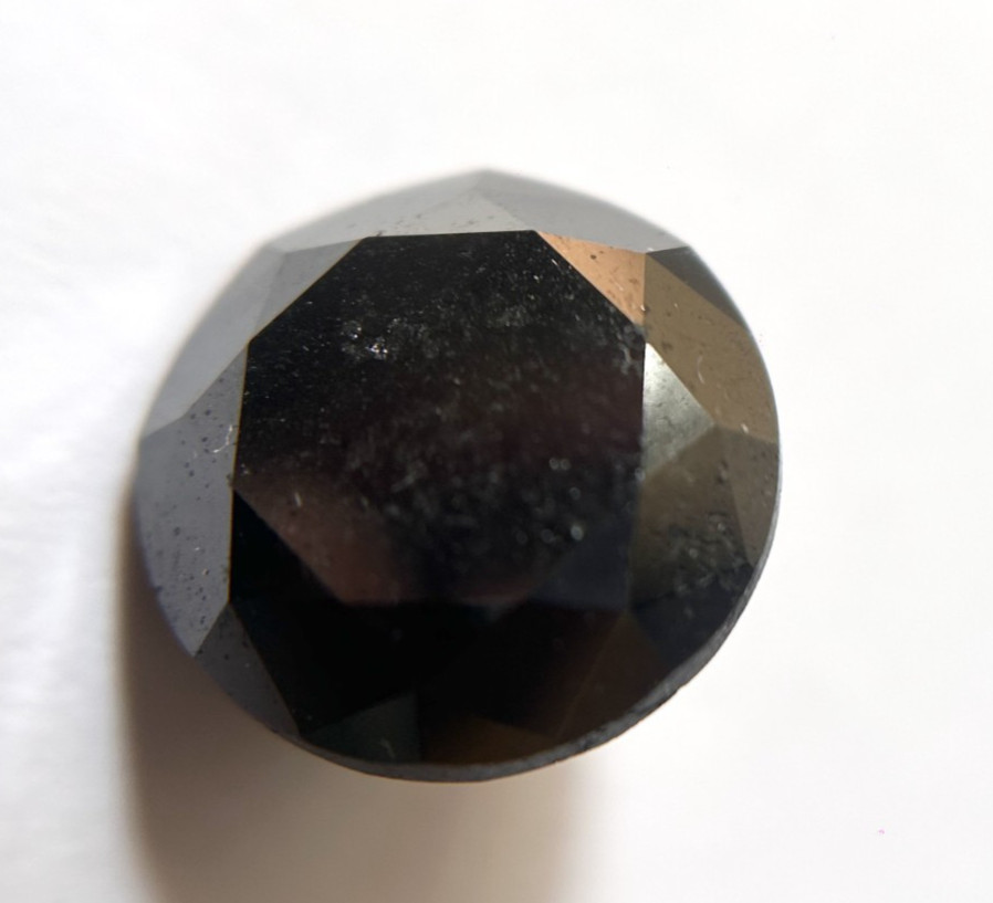 13CT Natural Black Diamond: Round Brilliant Cut Rare Diamond (14.02×9.05mm)