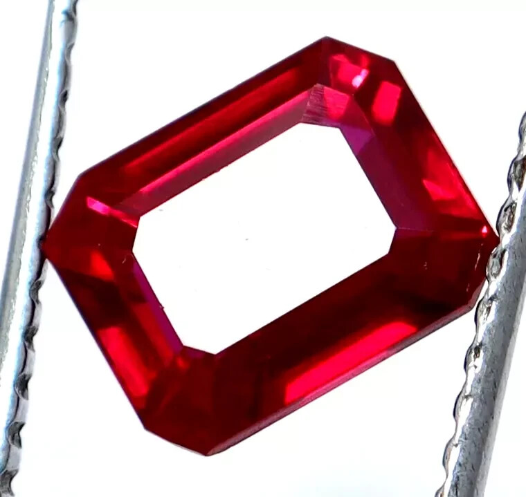Natural Red Ruby 25 Ct Emerald Cut Faceted Certified Loose Gemstone With Gift