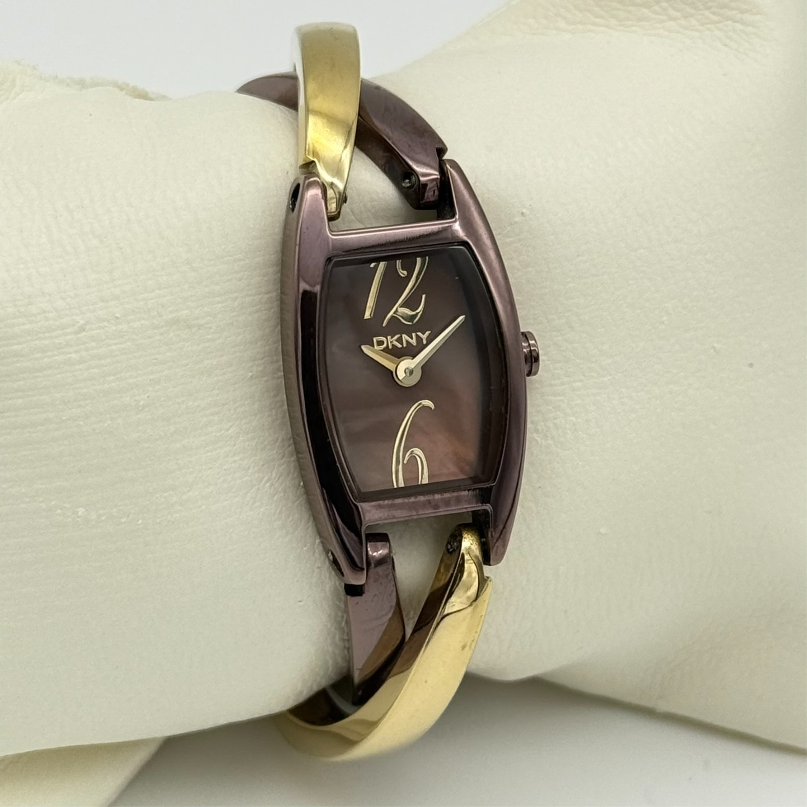 Women’s DKNY Brown/Gold Tone Solid Stainless Steel Petite Bracelet Watch NY4285