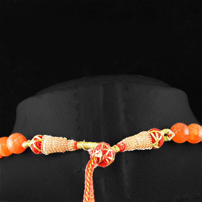 320.00 CTS NATURAL AMAZING RICH ORANGE CARNELIAN ROUND BEADS NECKLACE (RS)