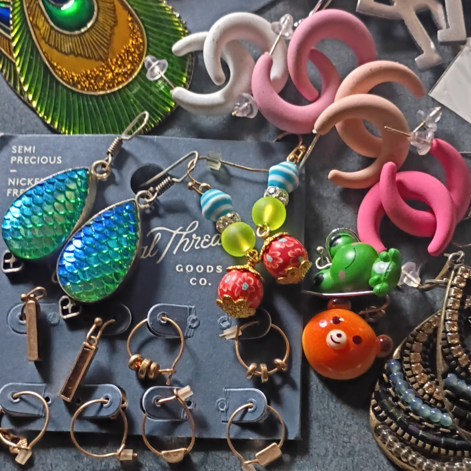 Women’s Fashion Earrings Mixed Lot, Multicolor Metal Plastic Glass Pairs