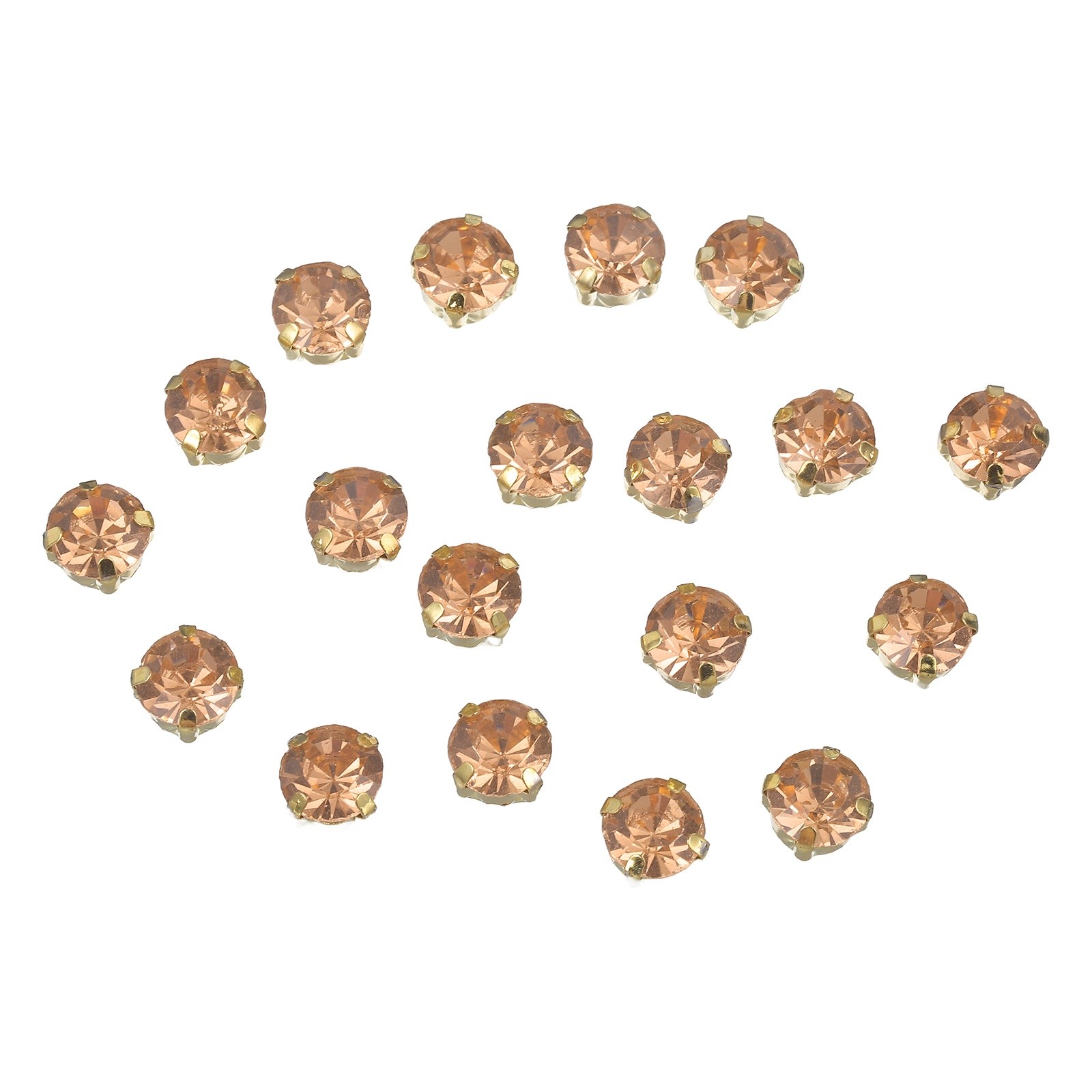 100 Pcs Sew on Rhinestones, 8 mm / 0.31 Inch Diameter, Champagne