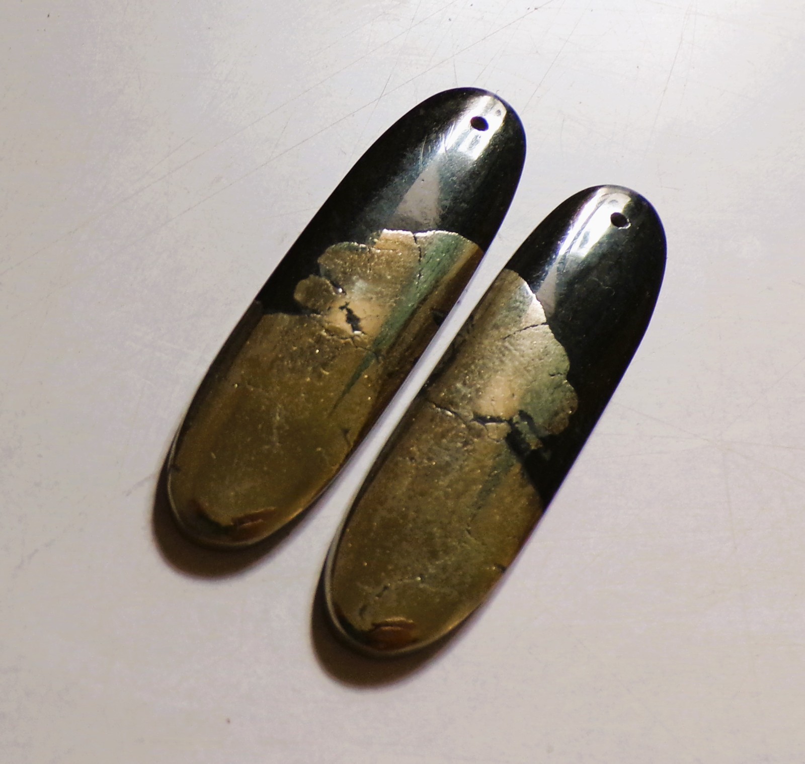 71.55 Cts Natural Apache Gold Drilled Cabochon Match Pair Gemstone 45.4X13MM 34