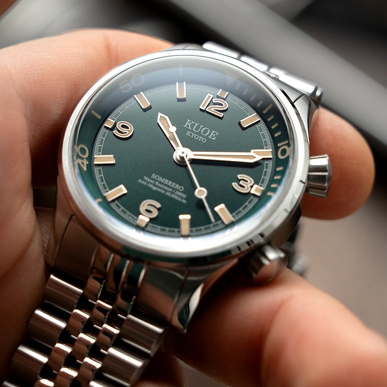 KUOE Kyoto SOMBRERO 90-011 Automatic Gradation Green Linen Dial From Japan NEW