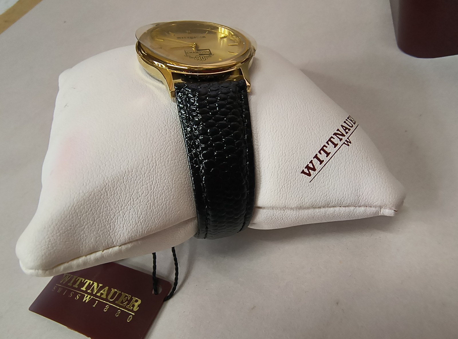 Wittnauer Champion 90th Anniversary Watch Gold Tone NOS Box Tag 1907- 1997 Swiss