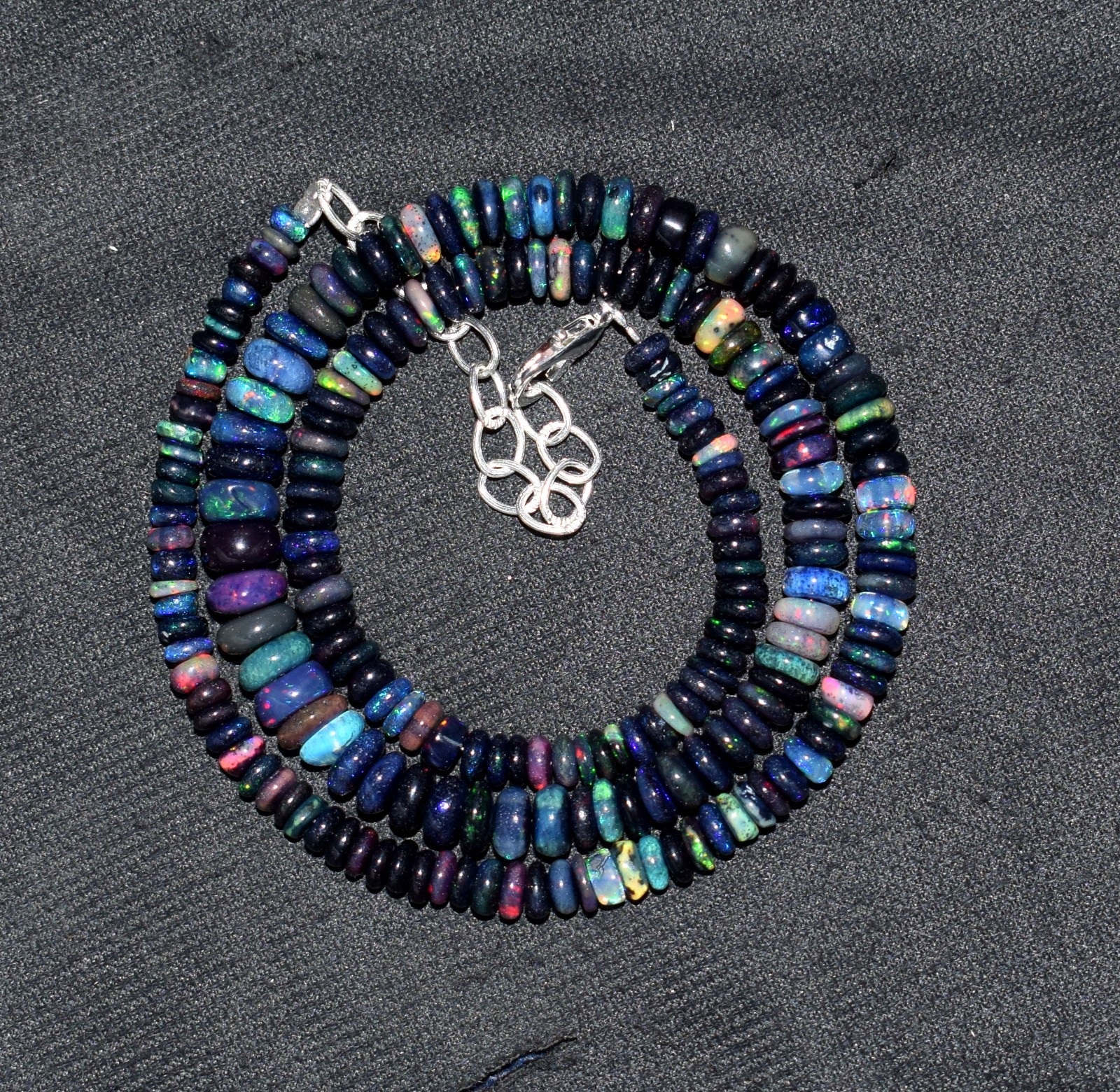 16″Natural Ethiopian Opal Welo Fire Opal Gemstone Bead Necklace