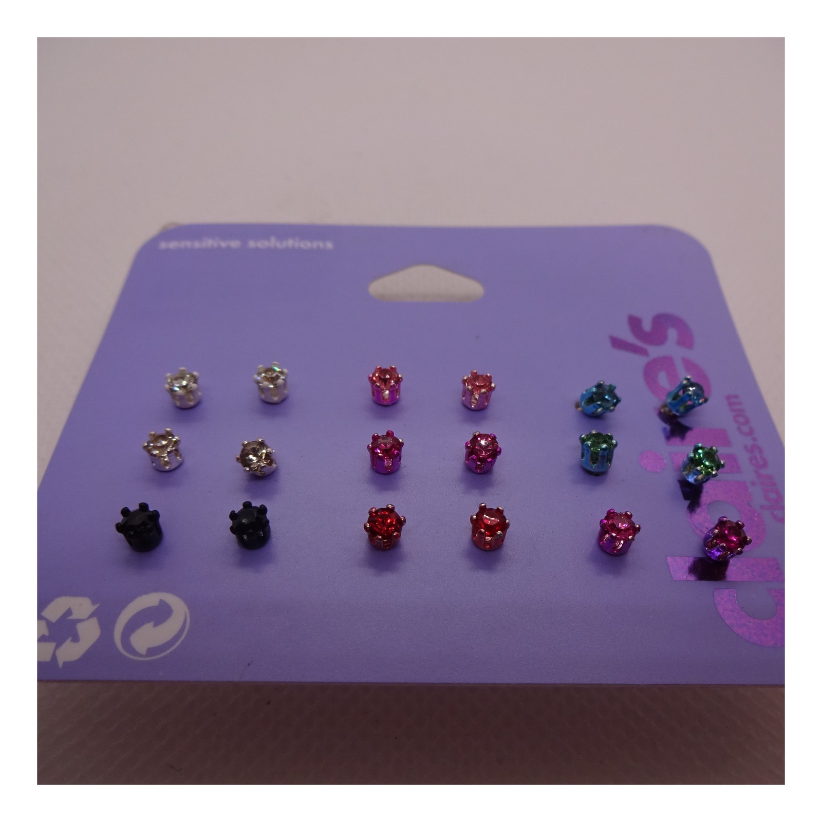 Claire’s 8 SETS Earrings LOT Sensitive Solutions Studs Dangle Hoops Clips NWT