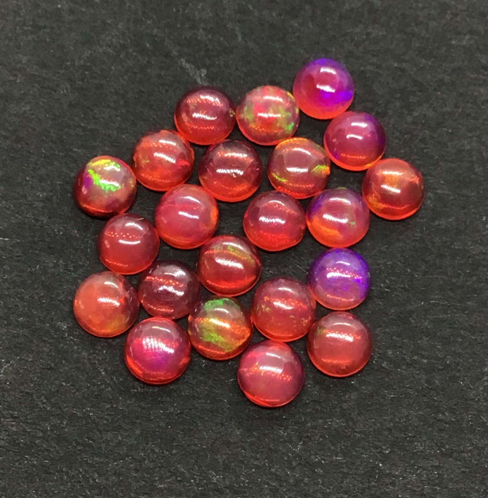 Red Opal Fire Round Flat Back Natural Ethiopian AAA Loose Gemstone For Jewelry