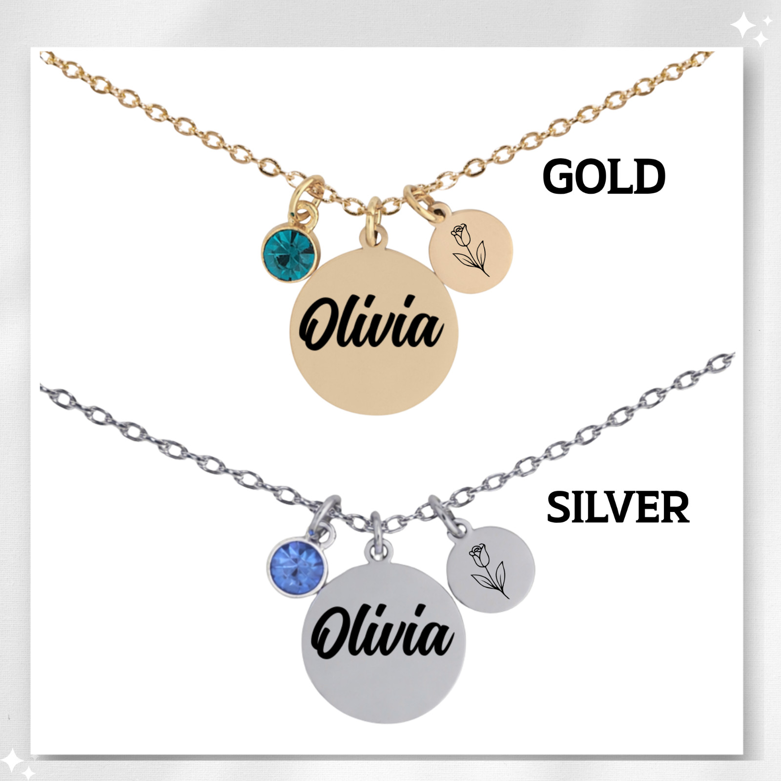 Personalized Name Necklace Birthstone Custom Pendant Jewelry