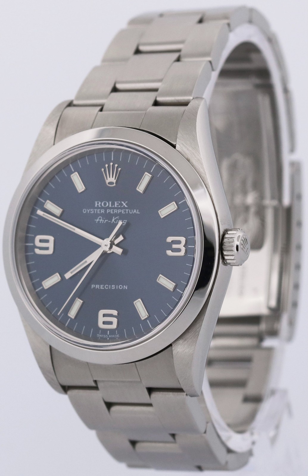 UNPOLISHED Rolex Oyster Perpetual Air-King BLUE Steel OYSTER 34mm 14000 Watch