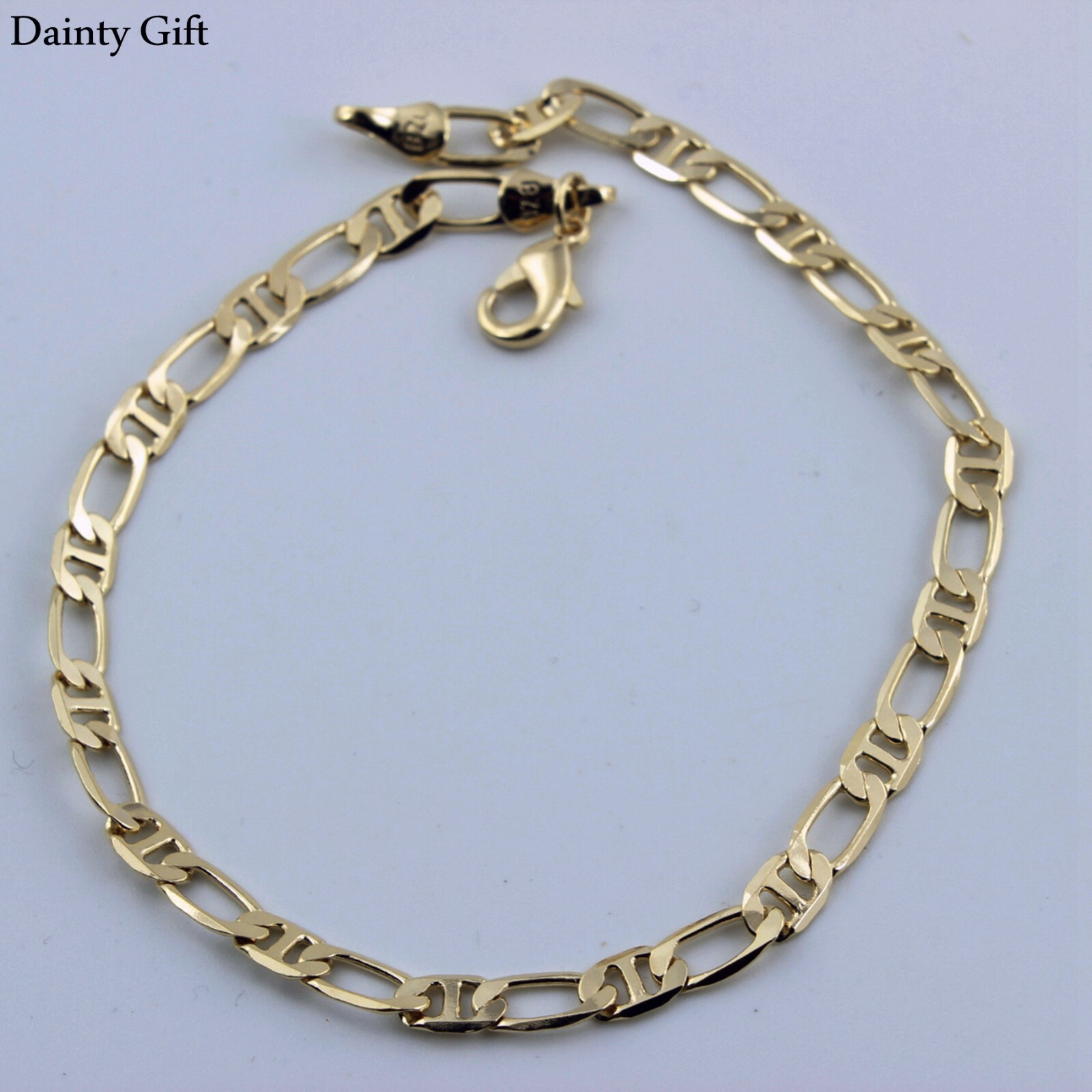 Women / Girl Gold filled 5 mm Gold Mariner Link Chain Anklet Foot Bracelet 9.6″