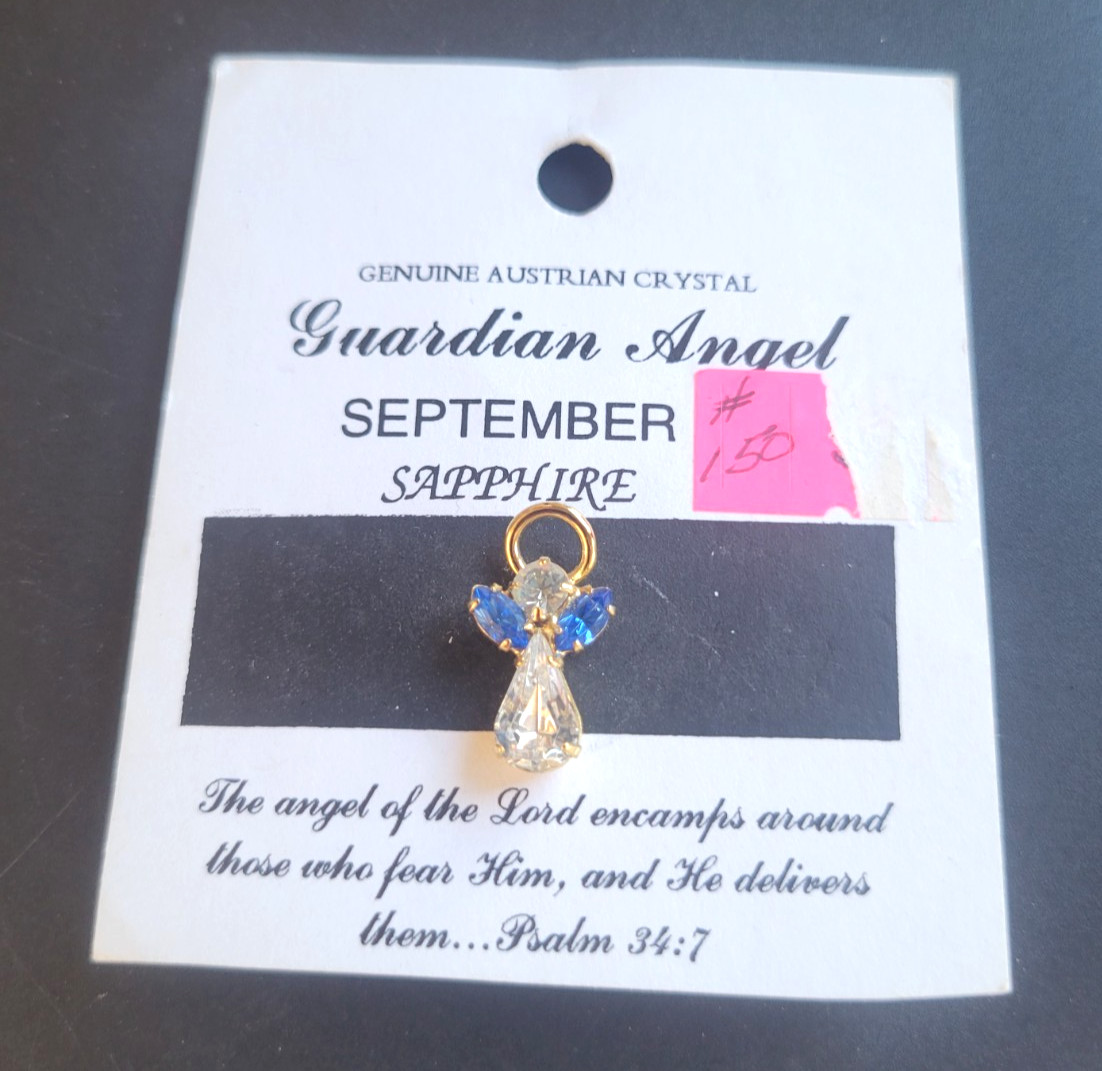 2 PIECE LOT SEPTEMBER BIRTHSTONE ANGELS RHINESTONE SAPPHIRE PIN SET NEW