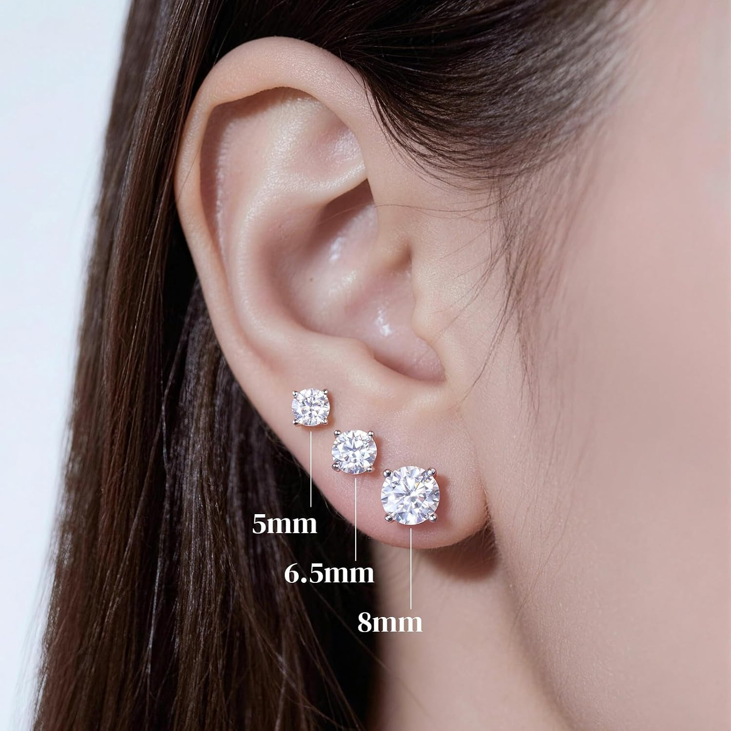 Moissanite Stud Earrings for Women, 0.2CT-8.0CT a Pair 18K White Yellow Gold Ver