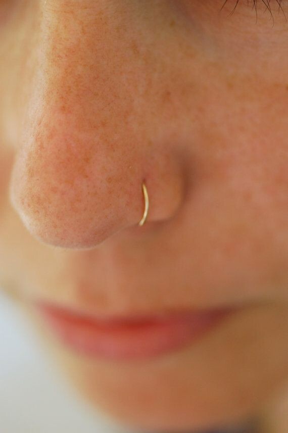 14K SOLID GOLD 20G 5/16″ BEND CLIP OPEN HOOP RING EAR NOSE TRAGUS LIP HELIX