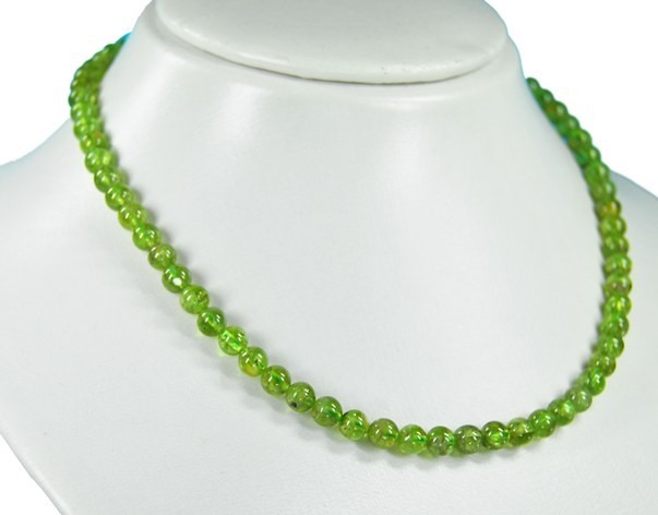 Healing Stone Gemstone Necklace Peridot Ball Shape Ø4mm 925 Silver Clasp