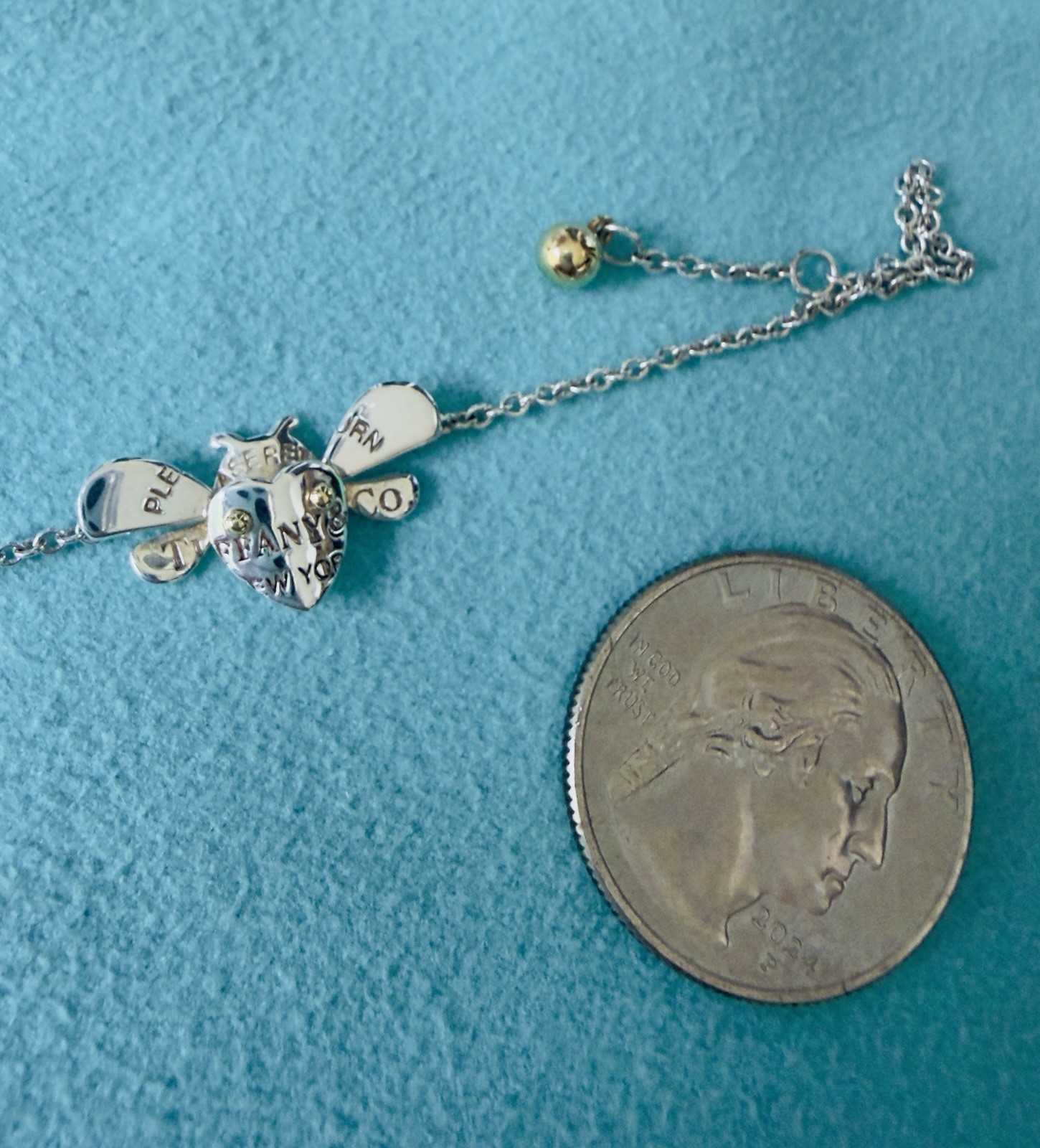 Return to Tiffany & Co. 925 Silver 18K Gold Love Bug Bee 6.3”or 7″ Bracelet