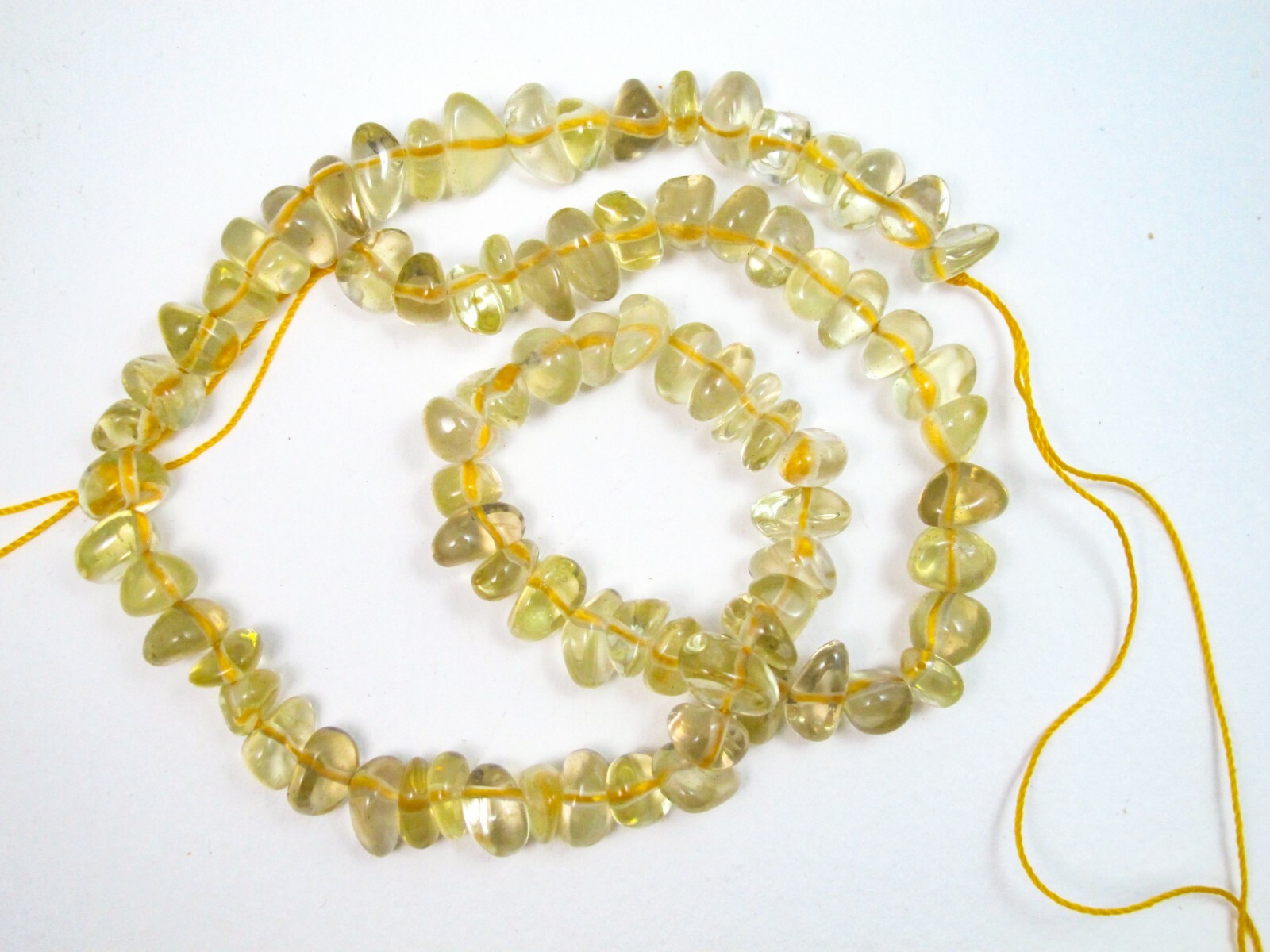 Natural Lemon quartz chips 5x8mm. Yellow healing stone beads 15.75”