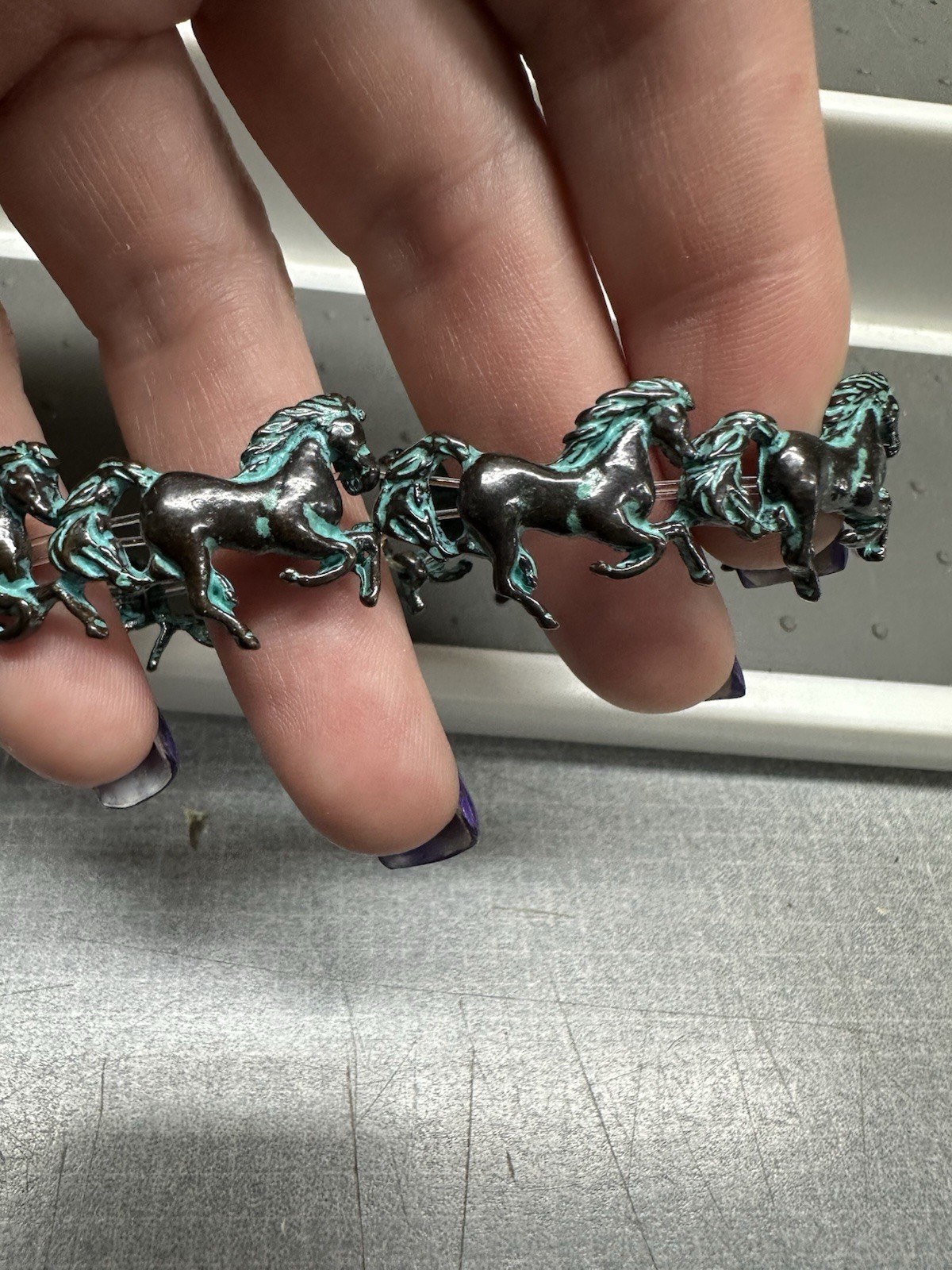 Patina Running Wild Turquoise Horse Stretch Bracelet Western Theme