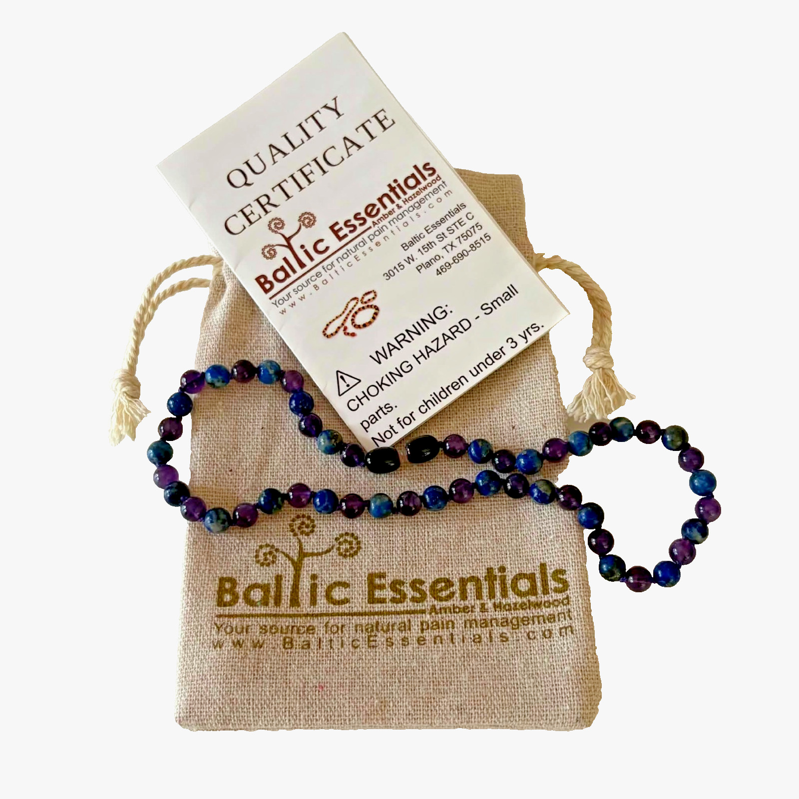 Baltic Essentials ADHD “AMETHYST- LAPIS LAZULI” Necklace 14″ Age 5-12 Years.