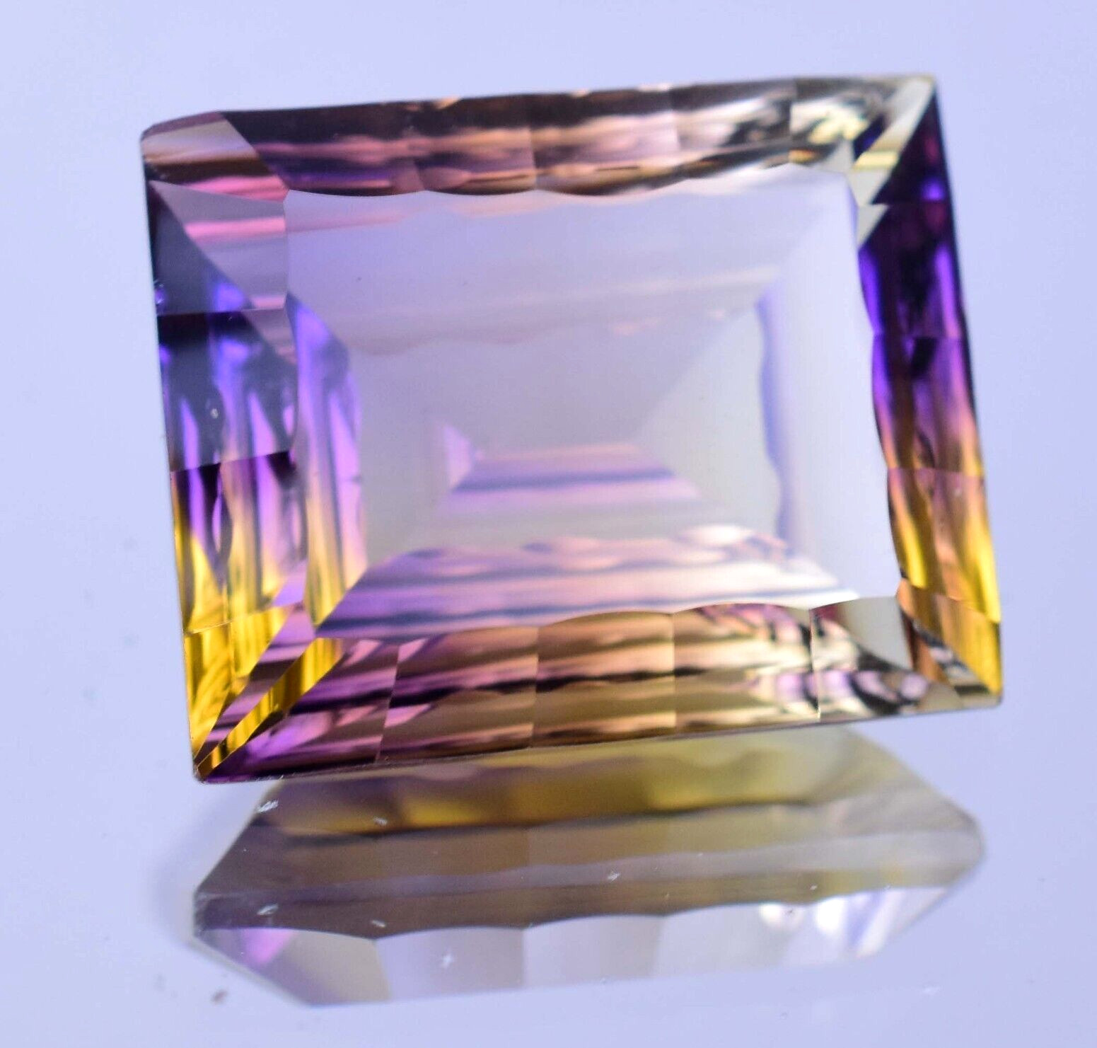 Untreated Natural Bi-Color Ametrine 22.20 Ct Square Emerald Certified Gemstone