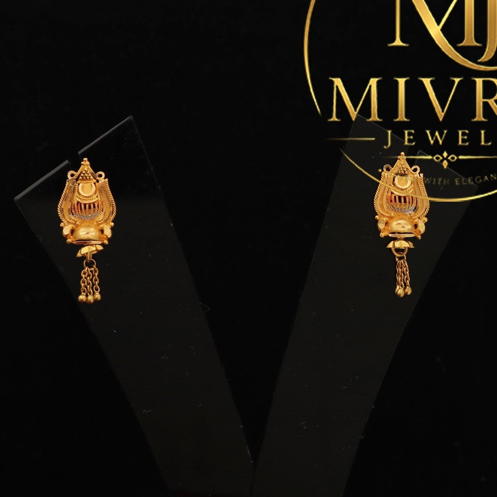 22K Seal Gold Earrings 2.6cm Elegant Women Jewelry Hypoallergenic Nickel Free
