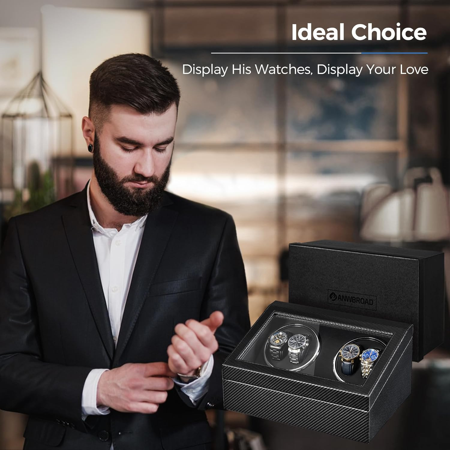 Watch Winders for Automatic Watches, Automatic Watch Winder with 4 Watches Rotat