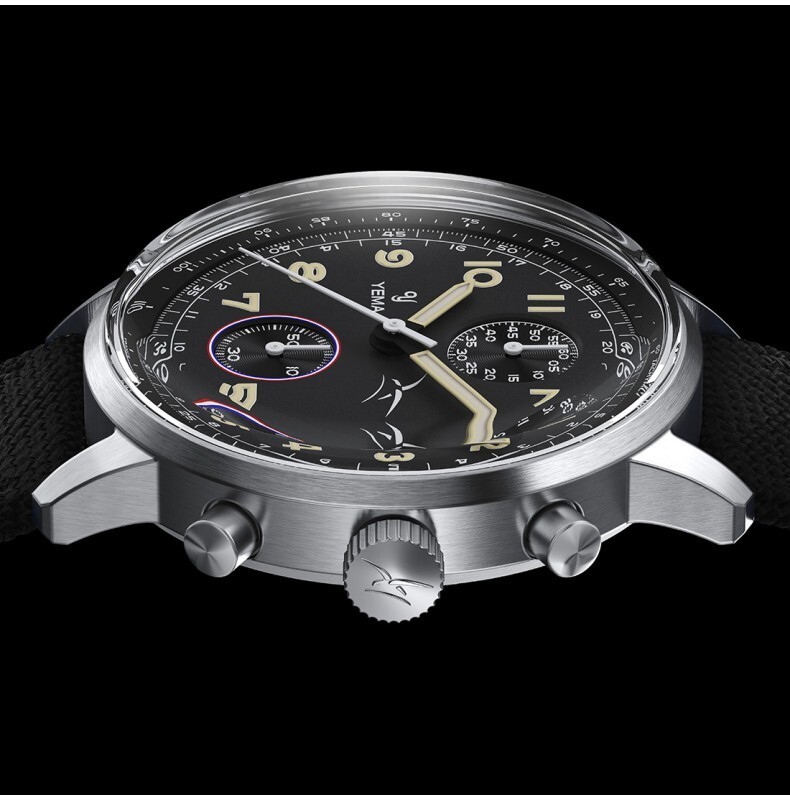 YEMA Flygraf AIR FORCE Mechanical Chronograph Quartz Hybrid Steel Men’s Watch