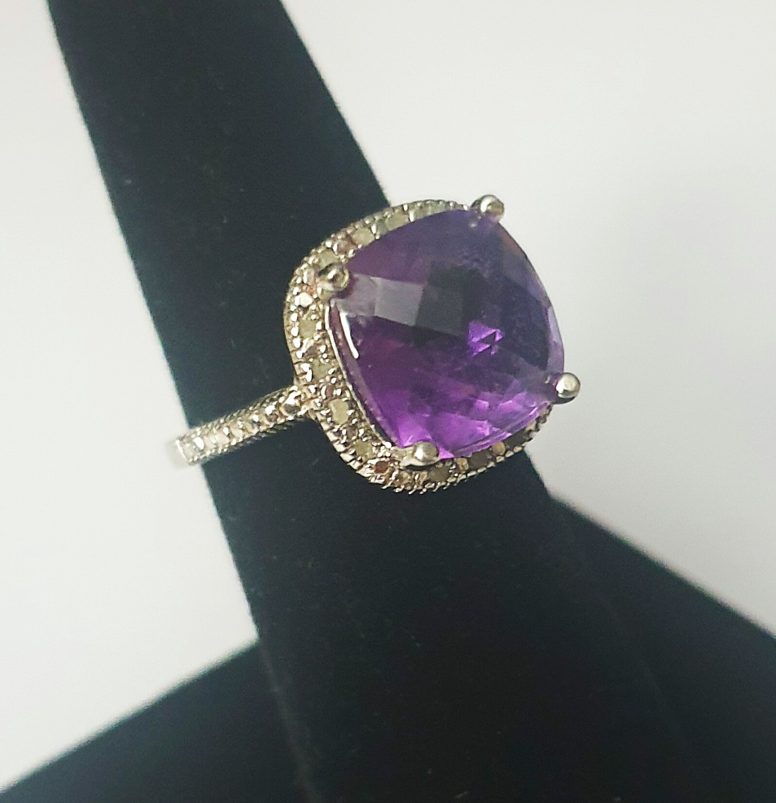 Brilliant Victoria Townsend Amethyst & Diamond 925 Sterling Silver SIZE 7 Ring