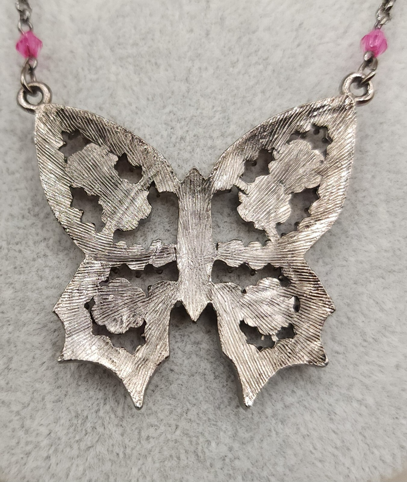 Robert Rose Vintage Butterfly Choker Necklace Red Pink Crystal Rhinestone Y2K