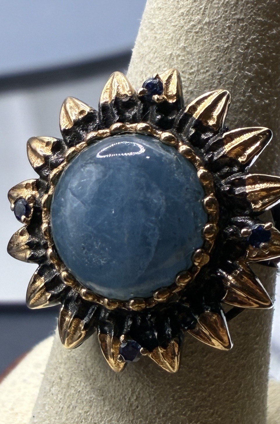 Aquamarine in Black Rhodium & 18K Gold over Sterling Silver Size 8.25 Ring
