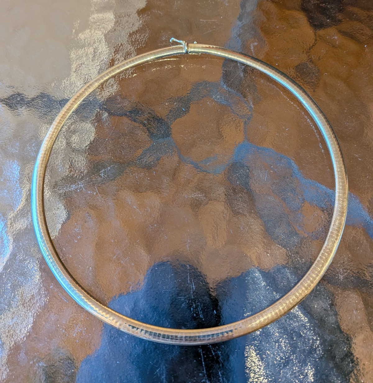 10K Yellow Gold Omega Chain Choker Necklace, Box Clasp, 6 In Diameter, Antique
