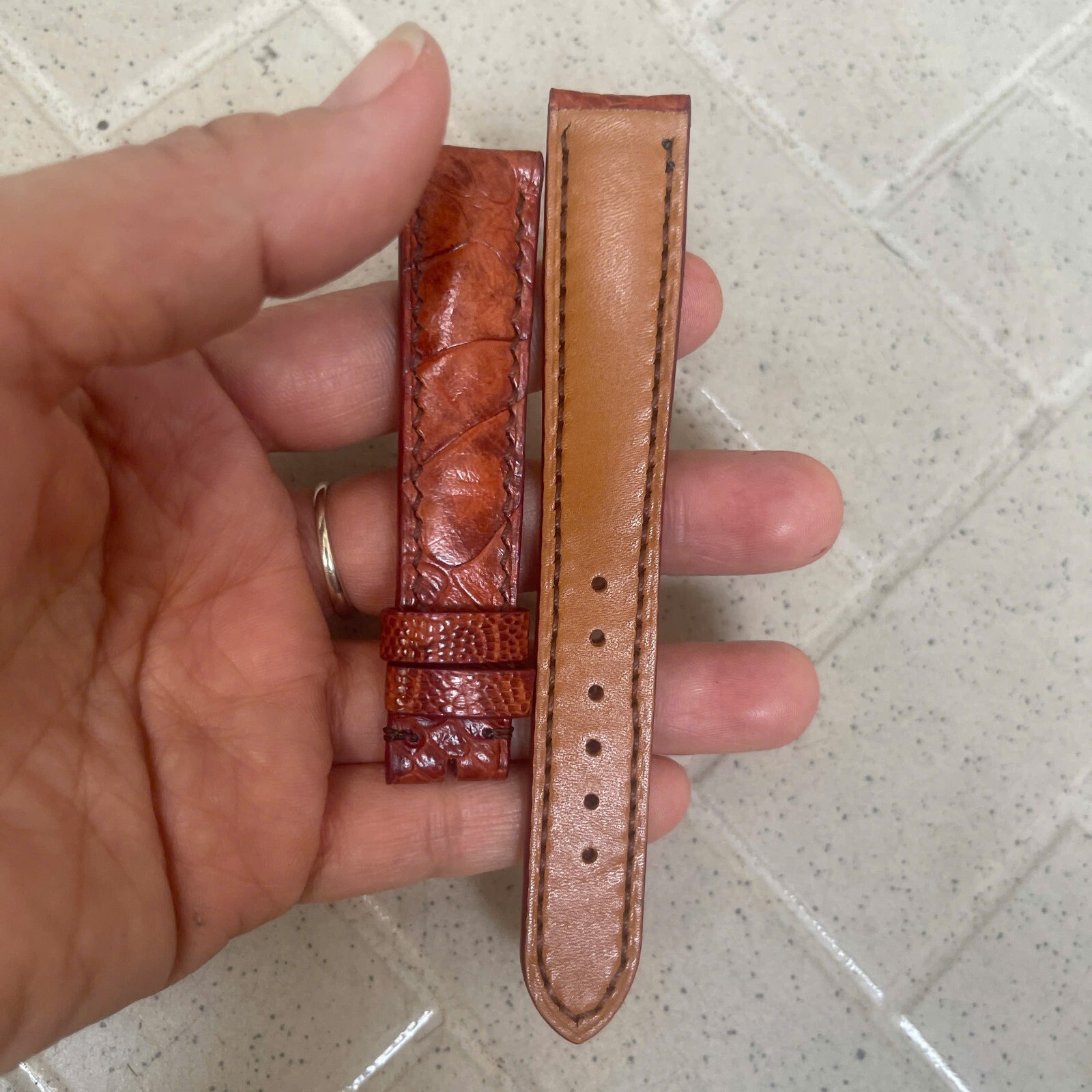 26m 24mm 22mm 21mm 20mm 19mm 18mm 16mm Red Brow Ostrich Leather Watch Strap Band