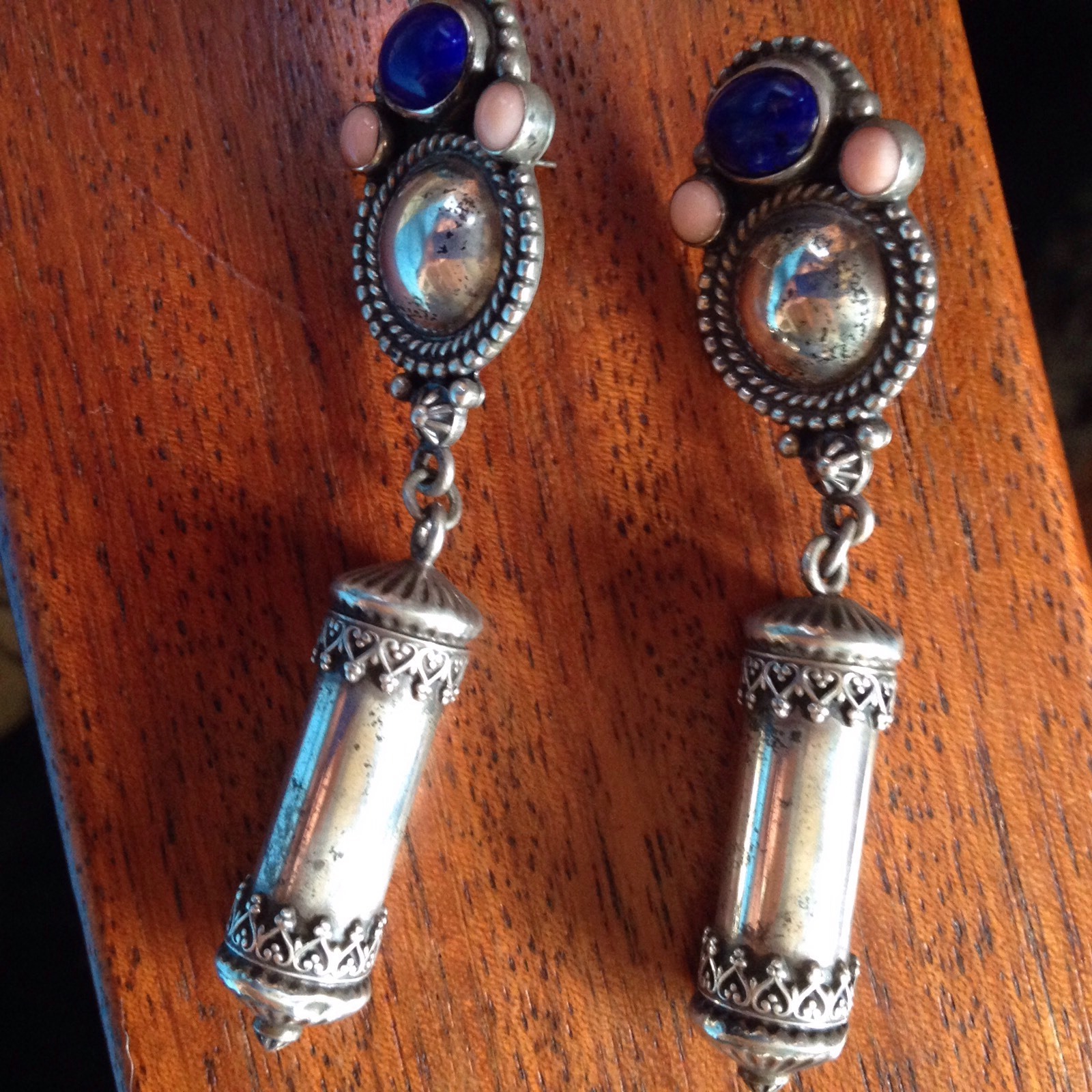 Sterling Silver Lapis Lazuli Angel Skin Coral Rêve Earrings