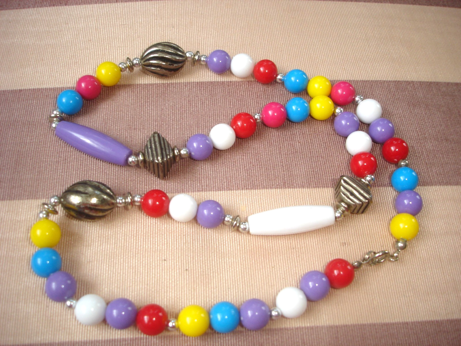 Vintage LOT 9 BEAD Necklaces- Multicolor, Blue, Brown, Black & White-Some Chunky