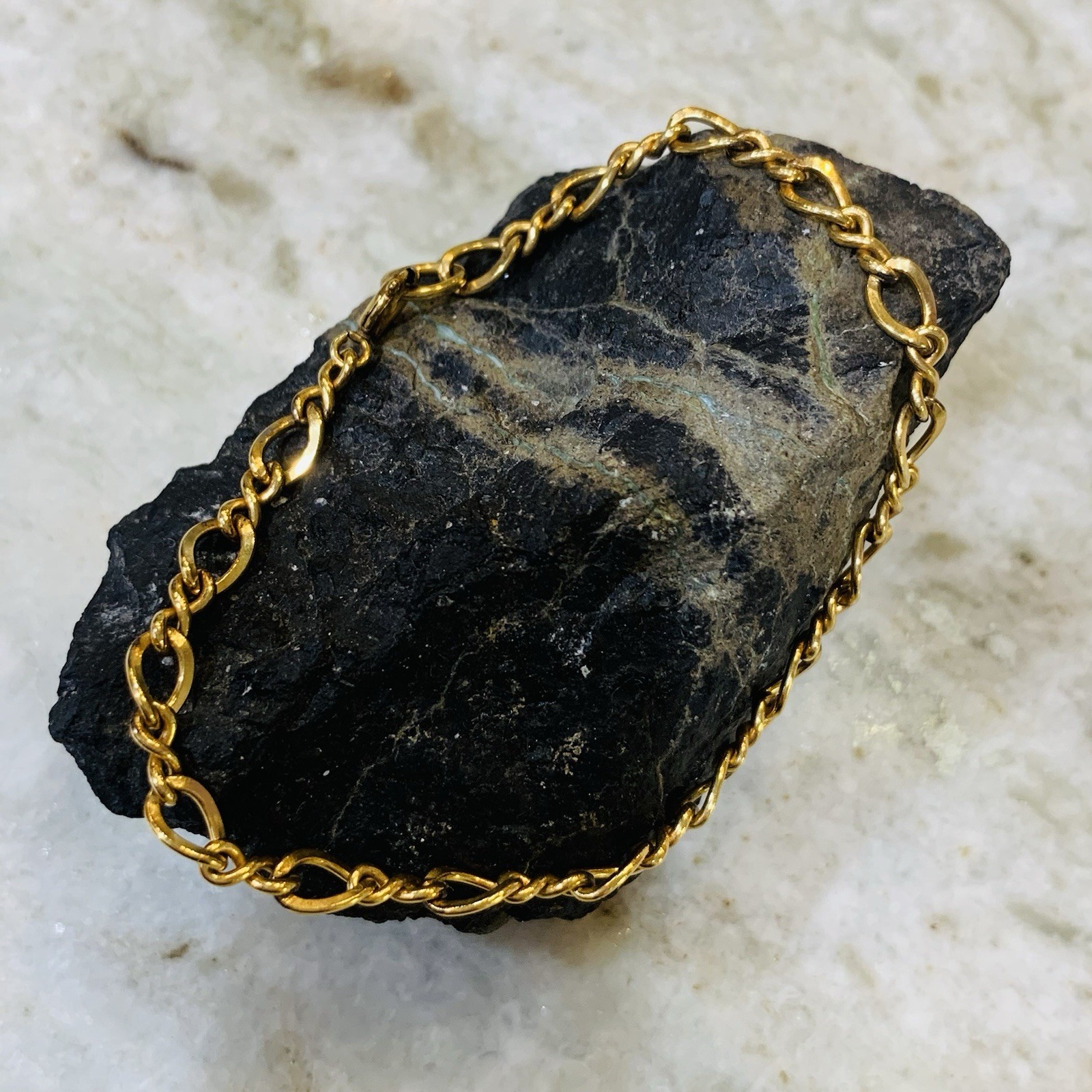 VTG Chain Bracelet 12k Gold Filled 1/20 Charm Link 6mm Spring Ring 4.6gr 7.5”