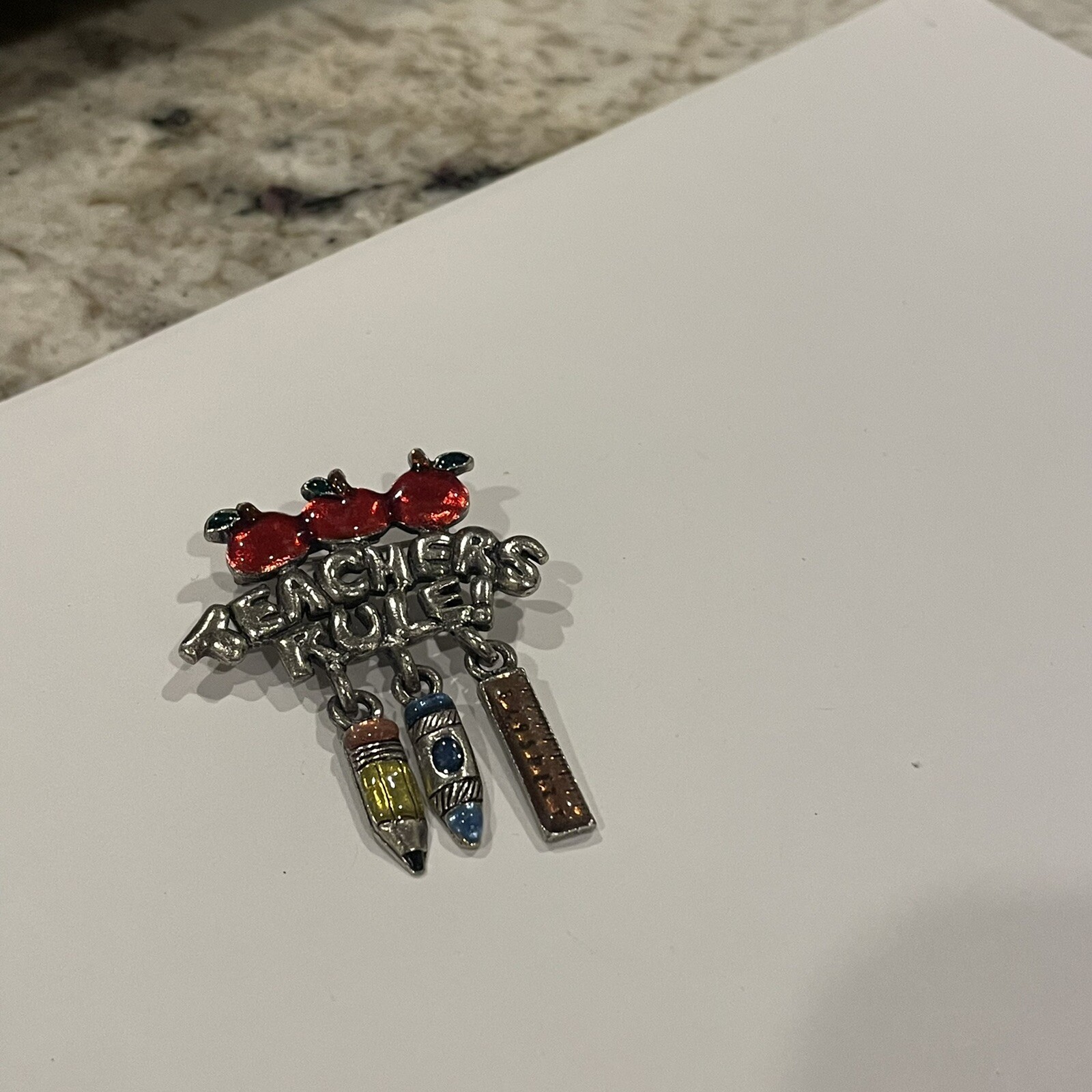 Signed AJMC Brooch Pin Teachers Rule Teacher