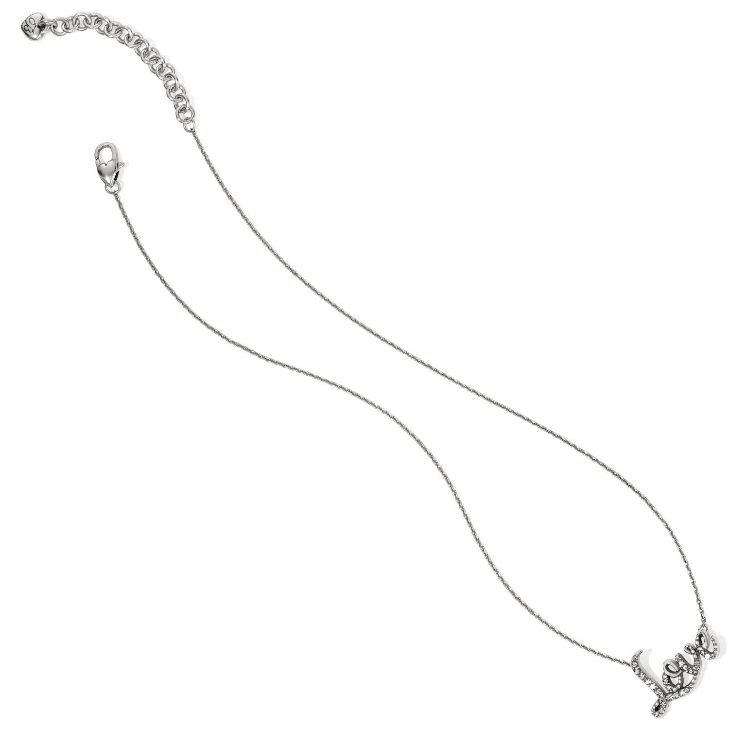 NWT Brighton LOVE SCRIPT Crystals Silver Necklace MSRP $52