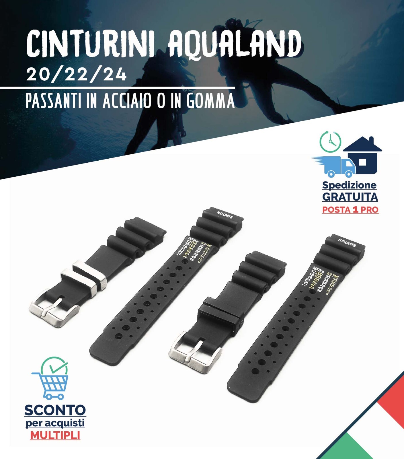 Cinturino gomma citizen promaster aqualand ny seiko nd limits 20 22 24 mm sub