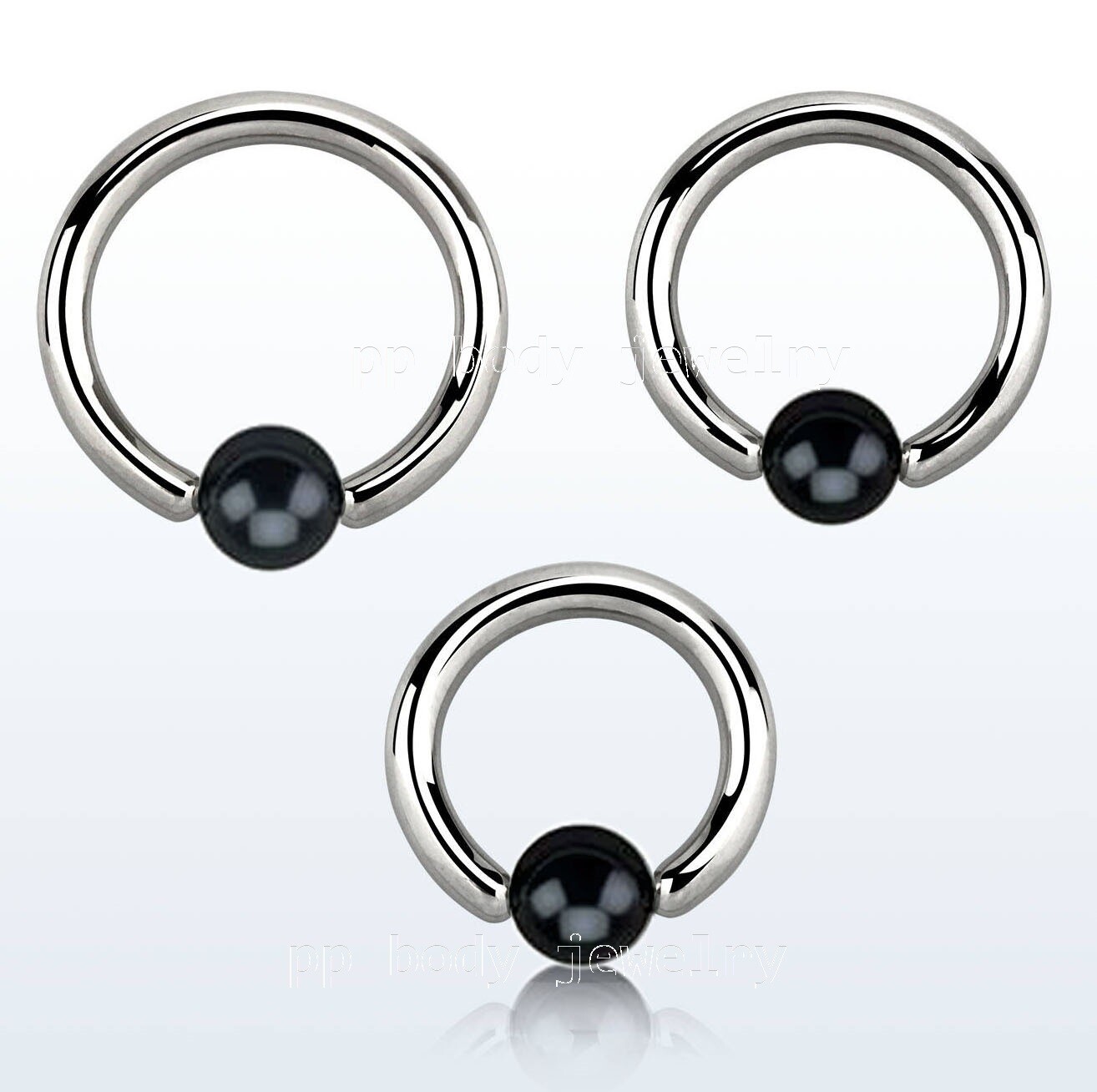 PAIR Steel Captive Bead Ring Hematite Plated Ball Earrings Cartilage Tragus Nose