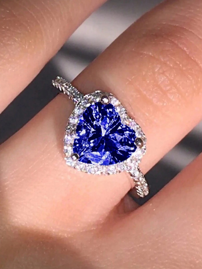 Fashion Women Luxury Heart Shaped Cubic Zirconia Wedding Engagement Ring Jewelry