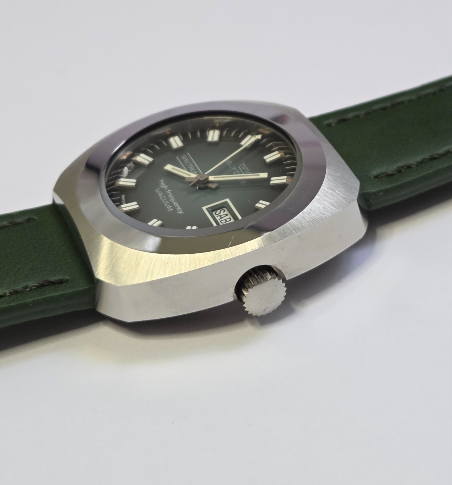 Glycine Automatic Watch Vintage Mens High Frecuency Spectrum Vacuum Gray Dial