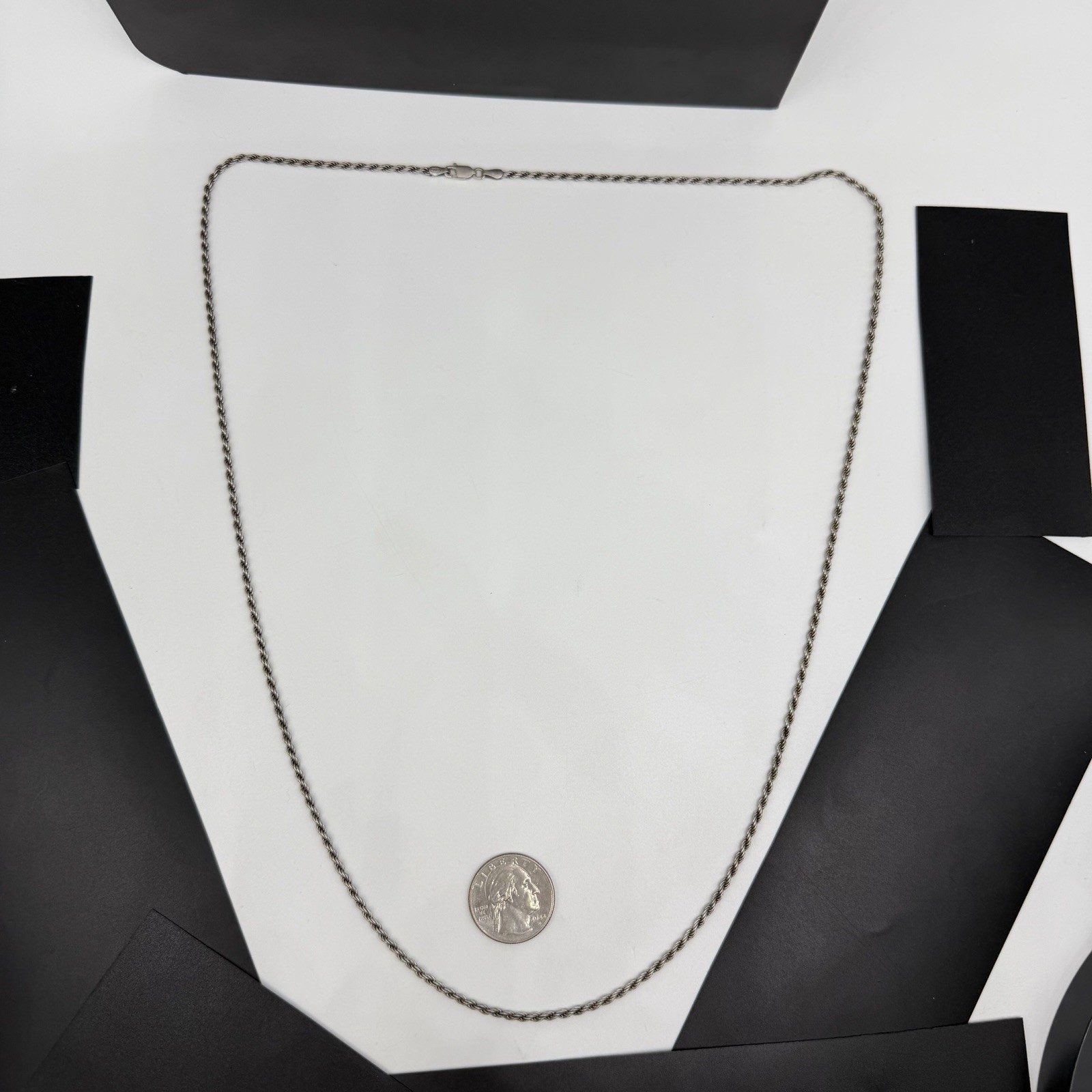 Nice Vintage SXI Italy Sterling Silver 2.4mm Rope Chain 30″ XL Necklace 15.1g