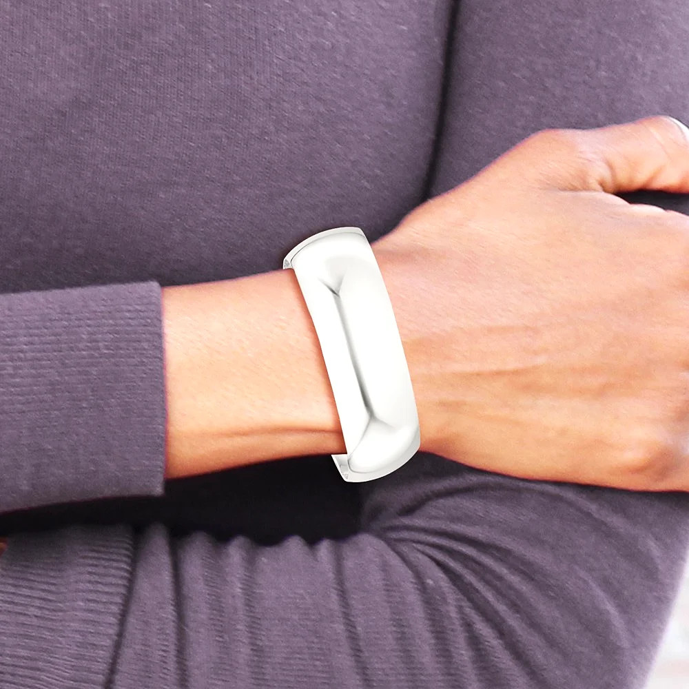 Sterling Silver Polished 20mm Domed Cuff Bangle