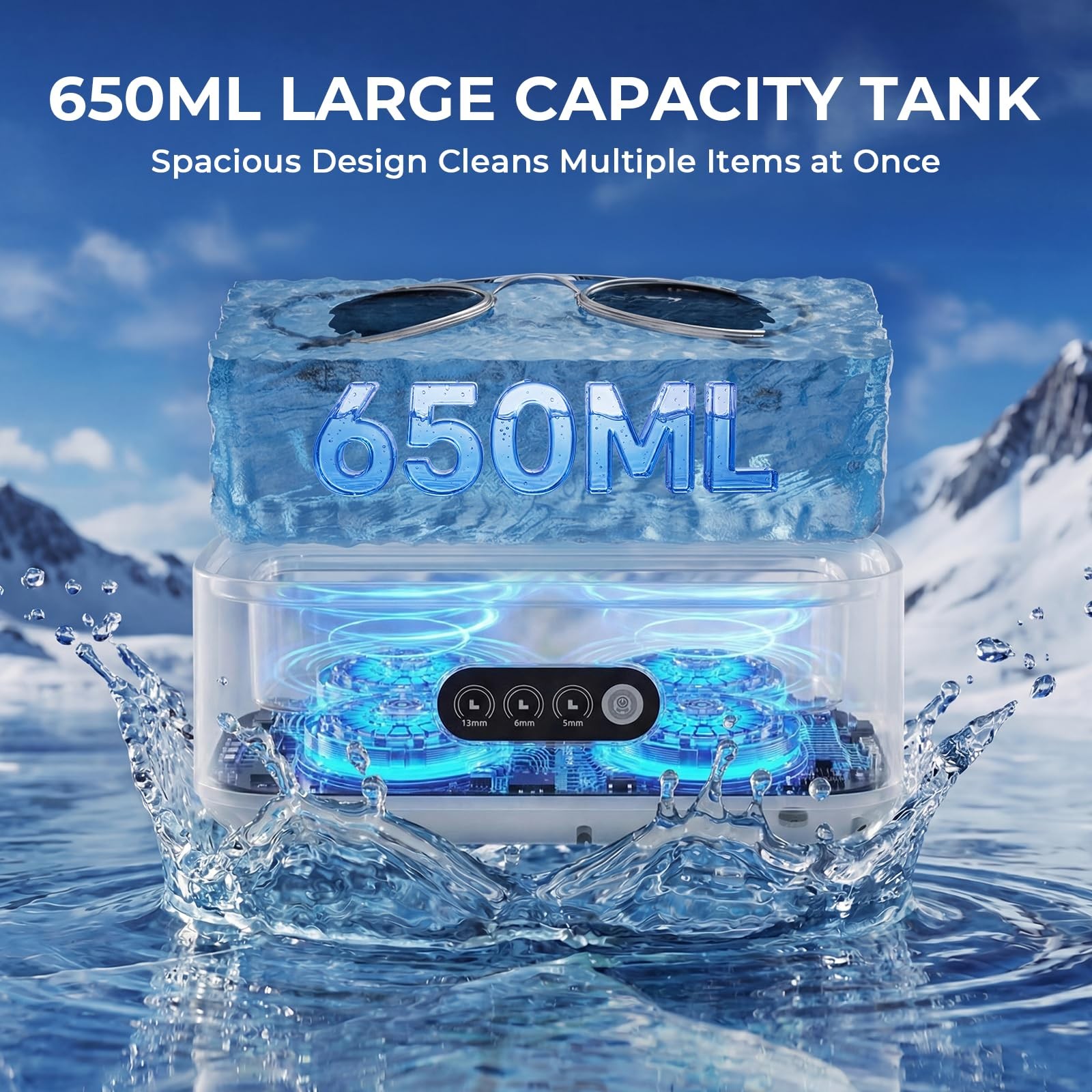Ultrasonic Cleaner, 49KHz Professional Ultrasonic Cleaning Machine, 650ml Tan…