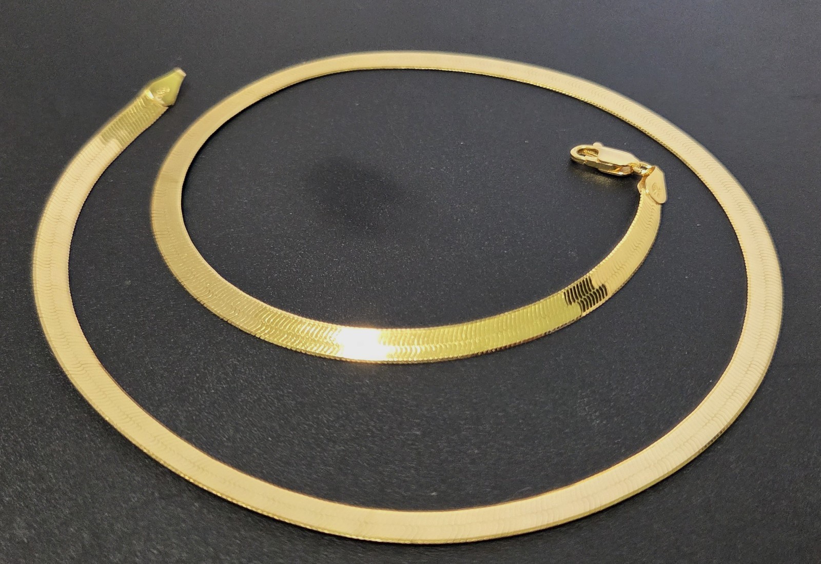 MILOR 5mm Gold over Sterling Silver Flat Herringbone Necklace 18″ Long 925 ITALY