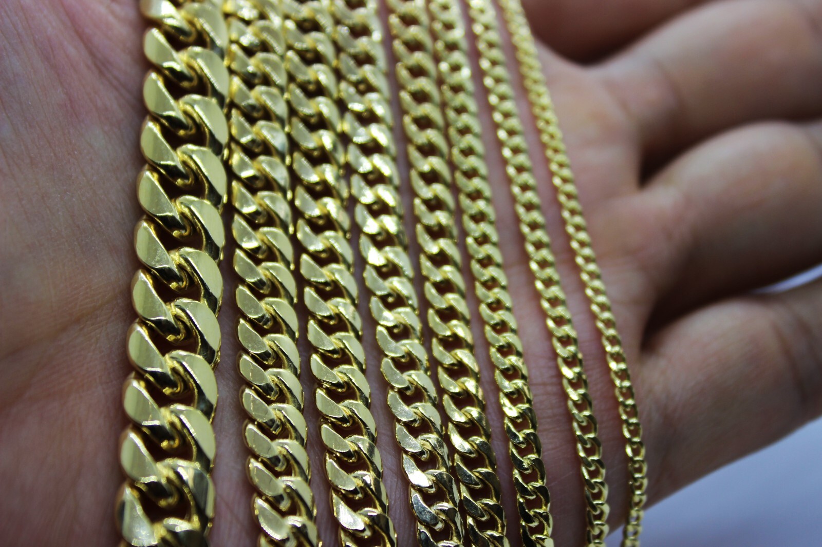 10K Yellow Gold 3mm – 7mm Miami Cuban Necklace Chain Bracelet 7″ – 30″ Hollow