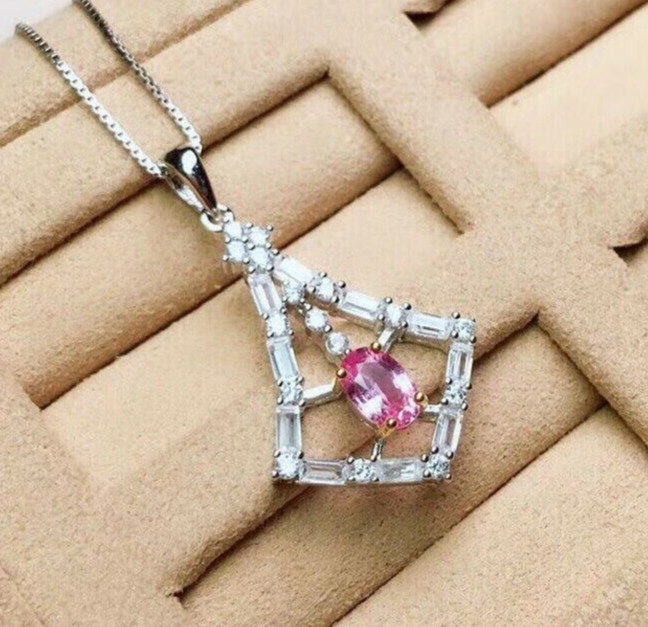 1.82CT Simulated Diamond Unique Necklace Silver Plated Pendant Valentine Gifts