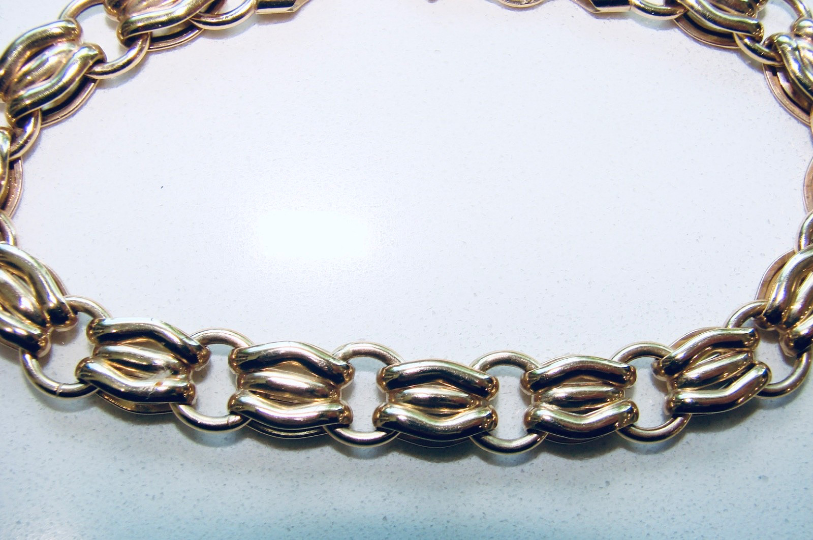 ETERNAGOLD 14K YELLOW GOLD ITALY UNIQUE LINK 7.75″ BRACELET 9.15G 9-10MM WIDE